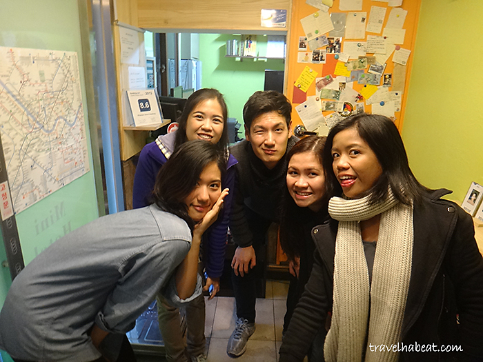 Photo-op with the cool staff, Minnie and Andrew, during our last day.