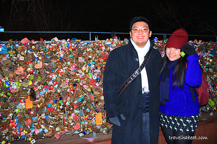 Our couple friend joining the Love Lock tradition.