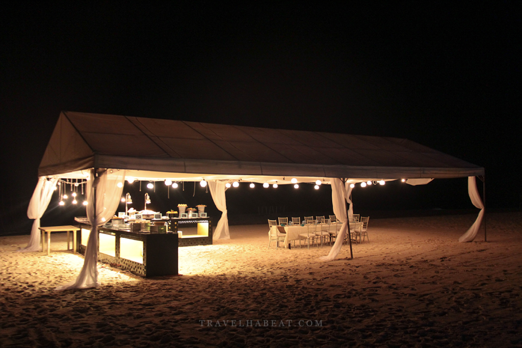 Dinner setup by the beach.