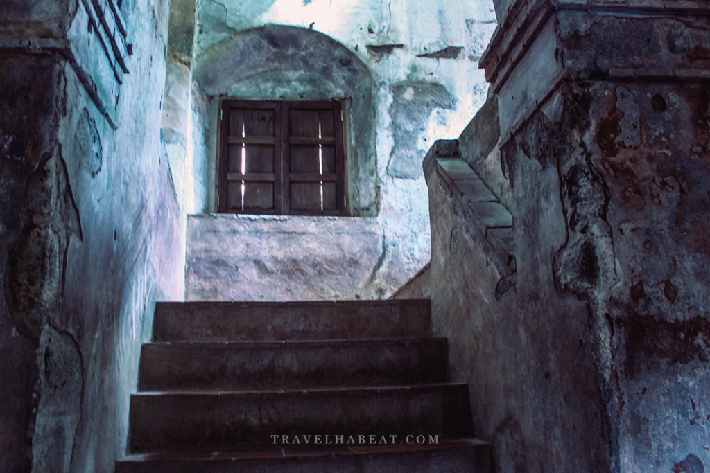 Steps going to the underground cemetery.